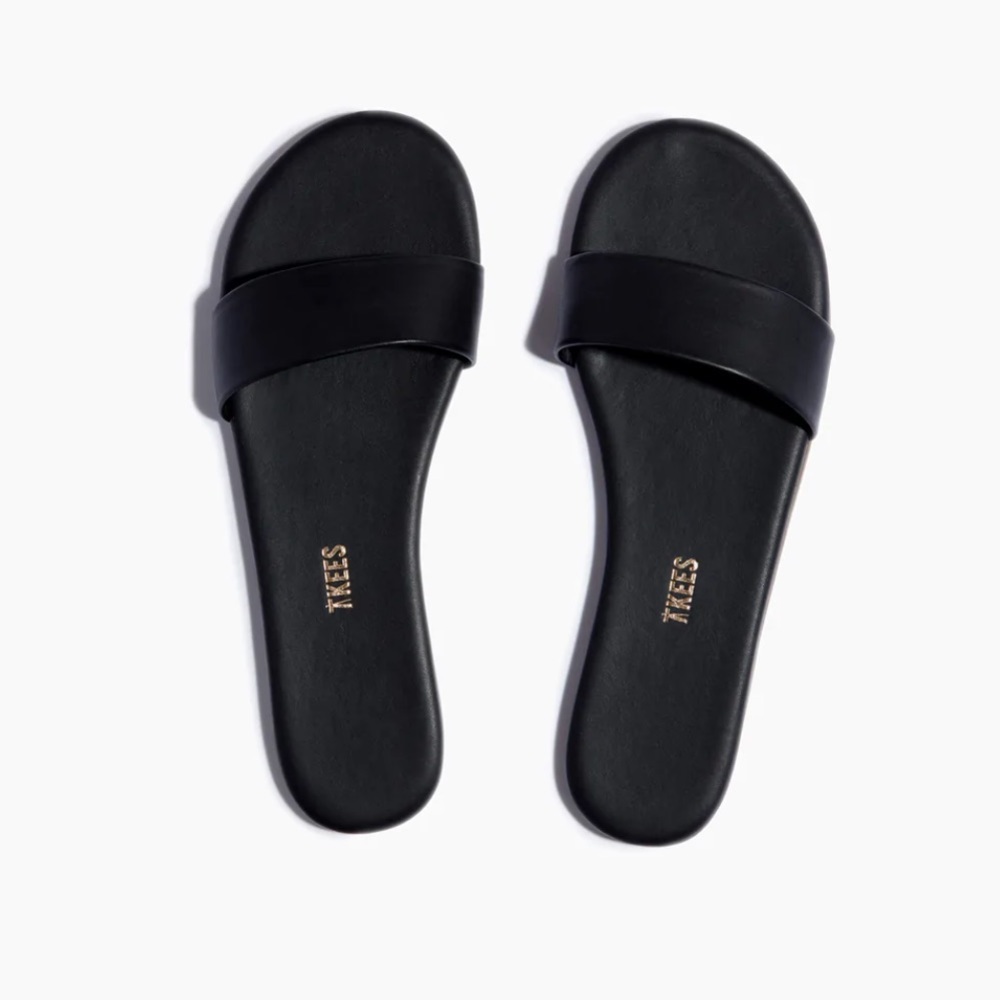 TKEES Alex Slides in Black Stone Size 6 NWT